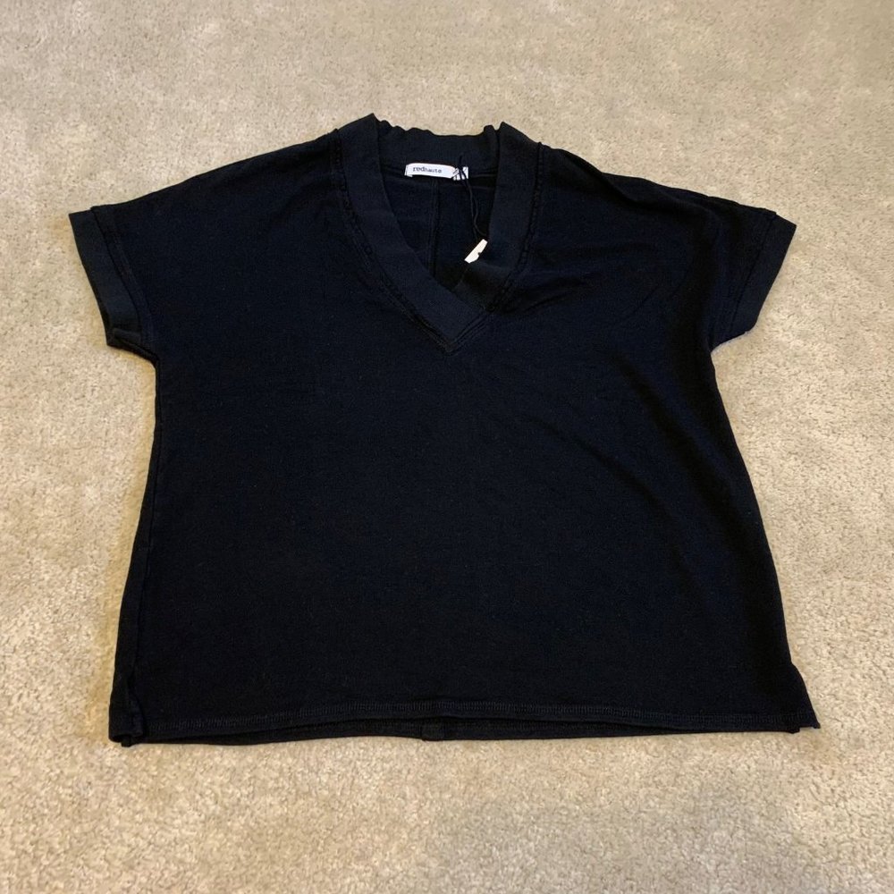 Red Haute Black V-neck Short Sleeved Tee Size XS NWT